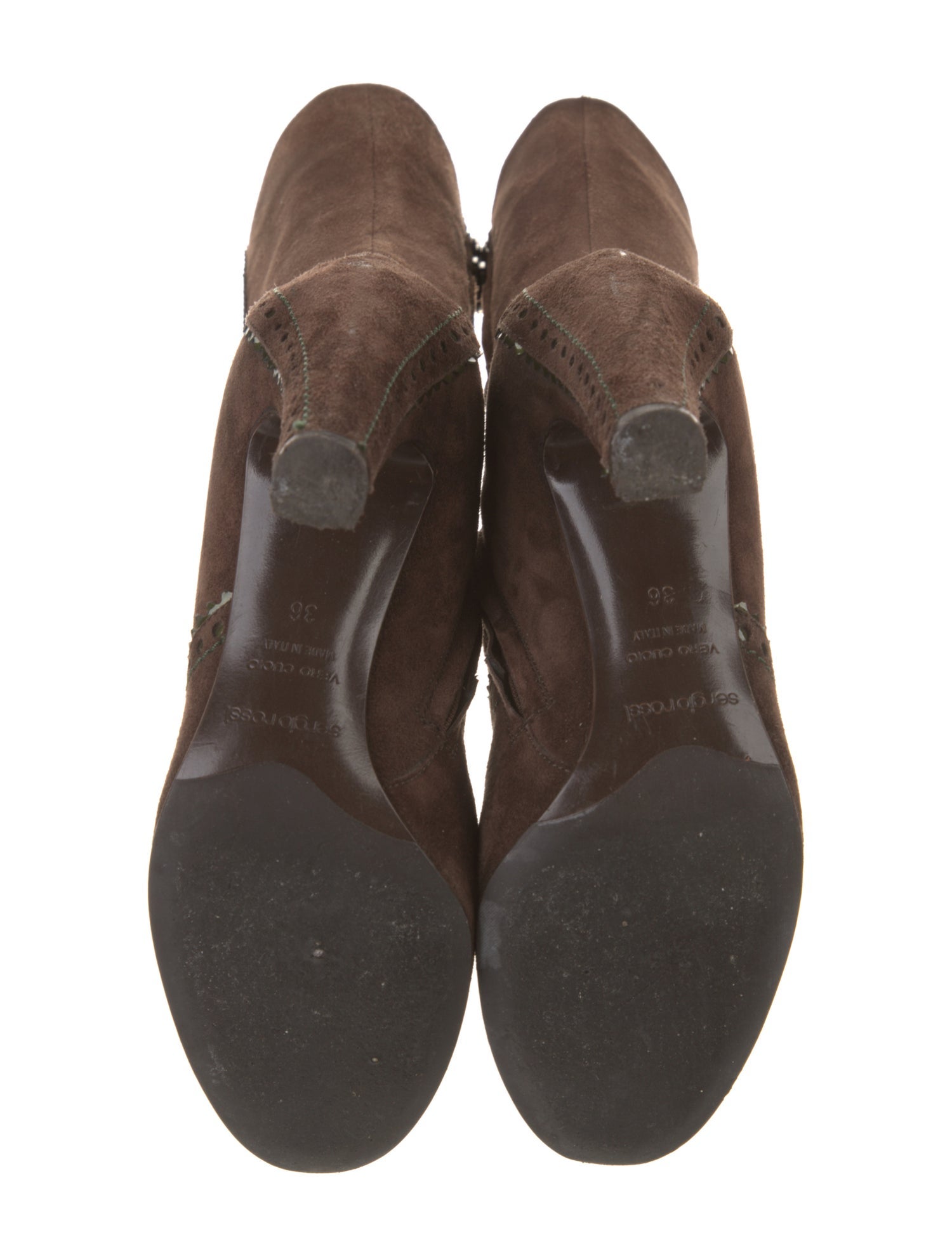 Sergio Rossi Suede Leather Trim Embellishment Sock Boots